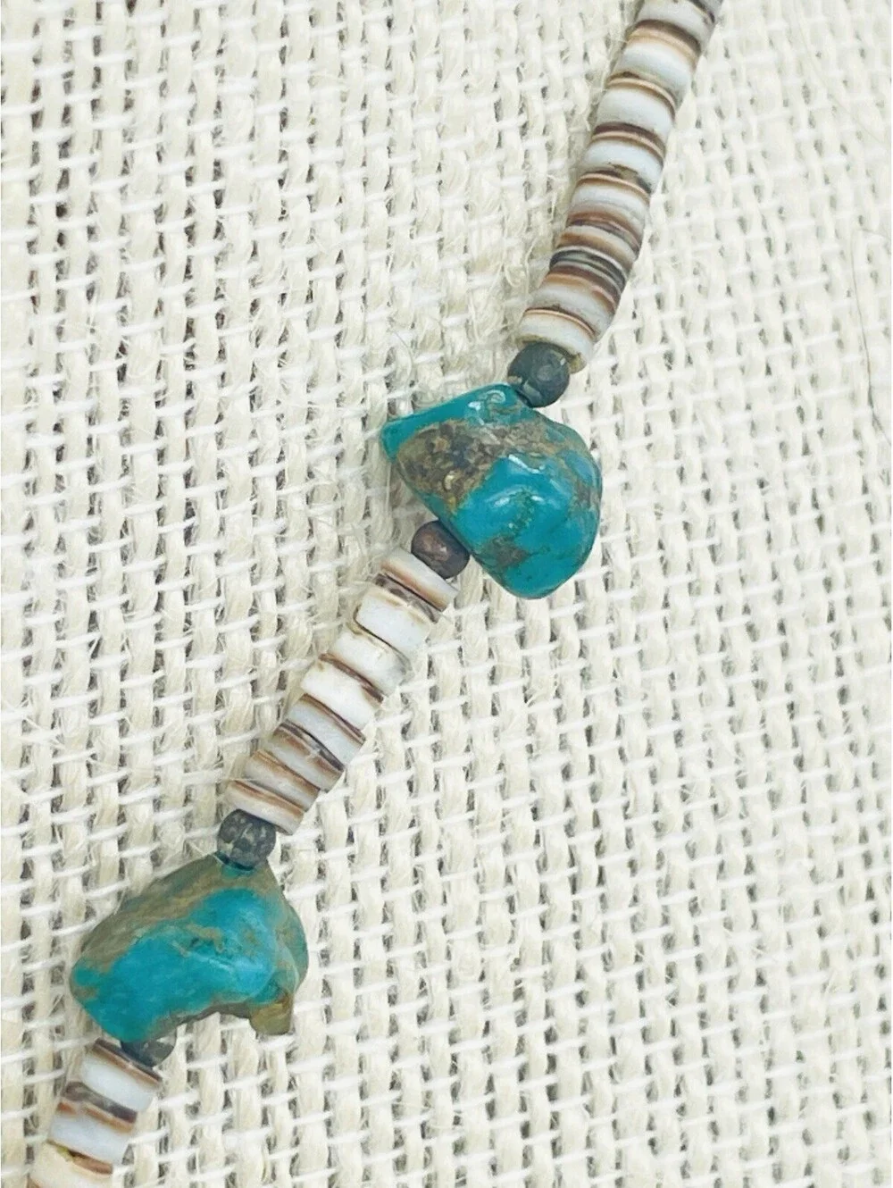 Heishi Shell Mother of Pearl Abalone Carved Bird Choker Native American 17in